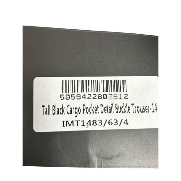 Pretty Little Thing Tall Black Cargo Pocket Detail Buckle Trouser SZ 14 Wide Leg - Picture 9 of 12